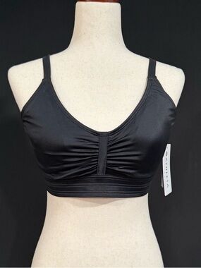 Athleta Black Ruched Bikini Bra Top 34 D/DD